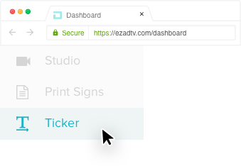 How to find the ticker feature within EZ-AD's platform